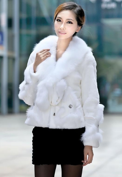 New Fashion Women B58 real rabbit fur with the whole fox fur collar 5 colour regular jackets clothes overcoat garment furs