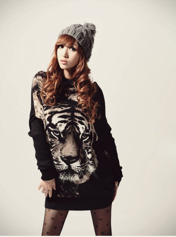 New Fashion women European style Plus/large size casual tiger head shirts dress free shipping LJ101