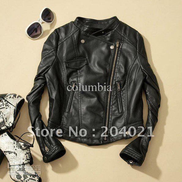 New Fashion Women Faux Leather;Zip-Up,Cropped PU Leather Jacket, Biker Jacket