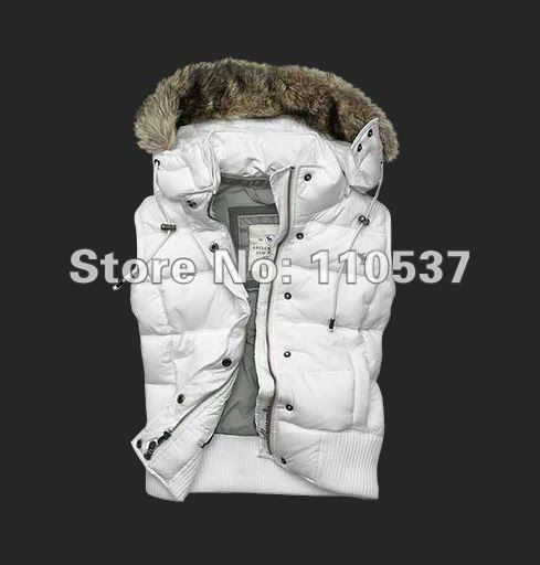 New fashion  women hooded down jacket women winter outerwear coat vest fur collar candy color long sleeve solid M001