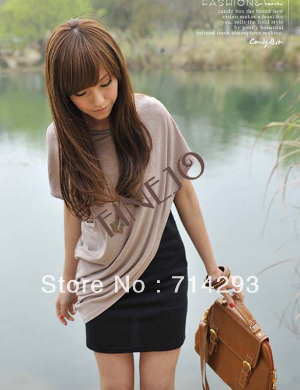 New Fashion Women Mini Short Batwing Sleeve T-Shirt Two-Piece Dress free shipping 2861