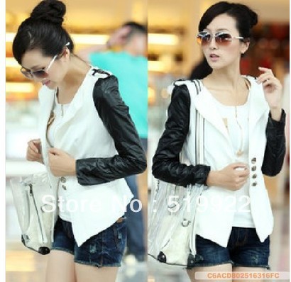 new fashion women's Leather sleeves cultivate ones morality small suit jacket