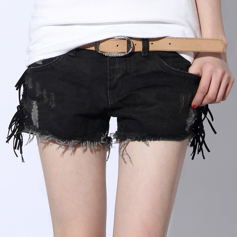 NEW FASHION WOMEN'S SUMMER AND AUTUMN STREET SINGLE-SHORTS FEMALE HOLE DISTRESSED LOOSE DENIM SHORTS FREE SHIPPING