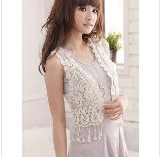 New Fashion Women's Vest,Lace Hollow Cool Fabric Lady's Shawl,Slimming Tassels Women's Top,Free Shipping