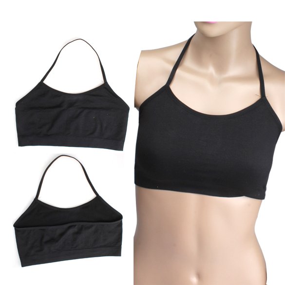 New Fashion Women Sexy Bandeau Crop Halter Tube Top Vest Crop Sports Bra Black