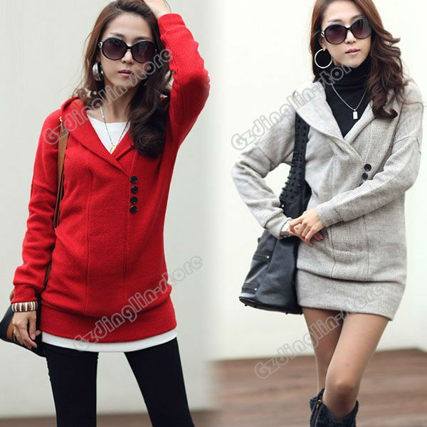 New Fashion Womens Clothing Winter Long Sleeve Casual Woolen Sweater Jacket Coats Outerwear 3 Color Size S Free Shipping 0287