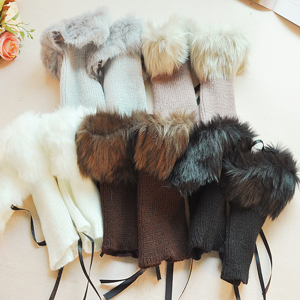 New Fashion Womens Winter Faux Fur Leg Warmer Socks Cuff Arm Warm Wrap Stockings FREE SHIPPING