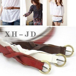 NEW Faux Leather Loop Tuck Thin Skinny Waist Ladies Women Fashion Brown Beltn Free Shipping