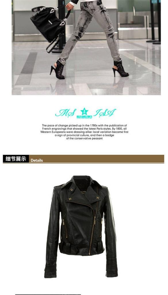 New Female stylish ZIP UP Faux Leather Biker Short Black Jacket Coat HOT