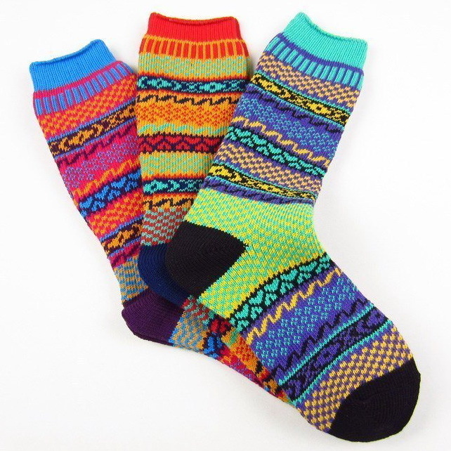 New feona male women's socks colored cotton needle national trend 100% cotton socks chromophous b285