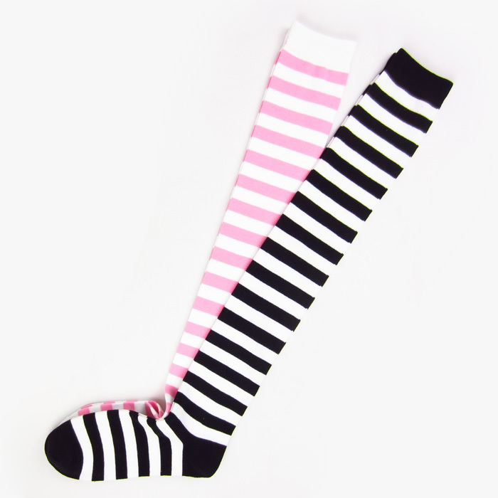 New Feona stripe women's 100% cotton stockings fashion all-match knee socks (A203)