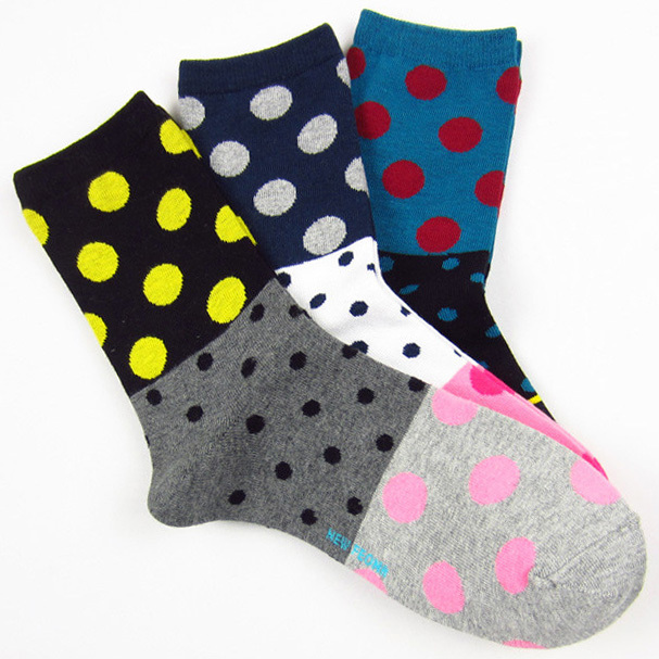 New Feona women's  big round dot soft combed cotton socks chromophous (B296)