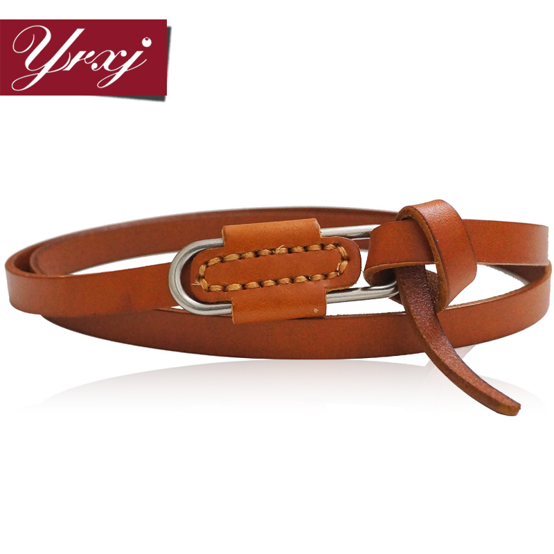 New first layer of cowhide vintage retro finishing women's thin belt tieclasps genuine leather strap Women bj041