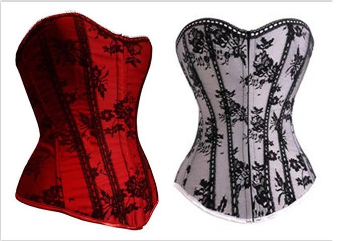 New Flowers sexy Jeans Boned Corset Bustier Landscape Costume Party