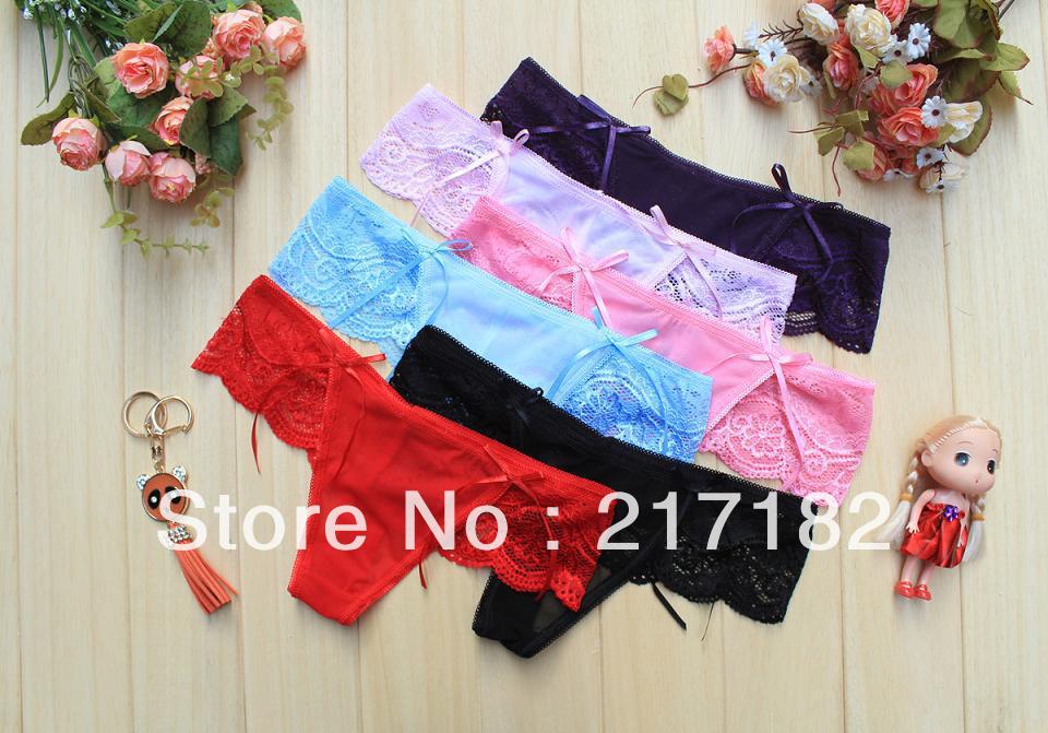 New Free Shipping 12 pieces/lot Lace Printed  Briefs Underwear Bow Sexy ladies