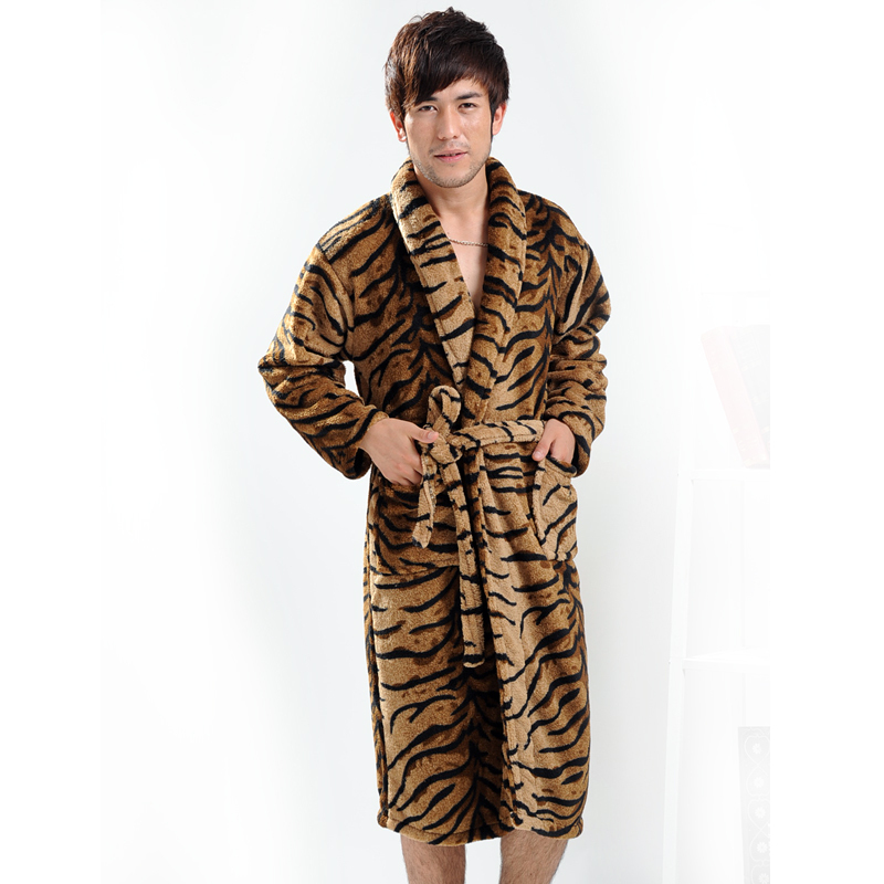 New Free Shipping Sweets autumn and winter melopsittacus coral fleece robe bathrobes male sleepwear lounge