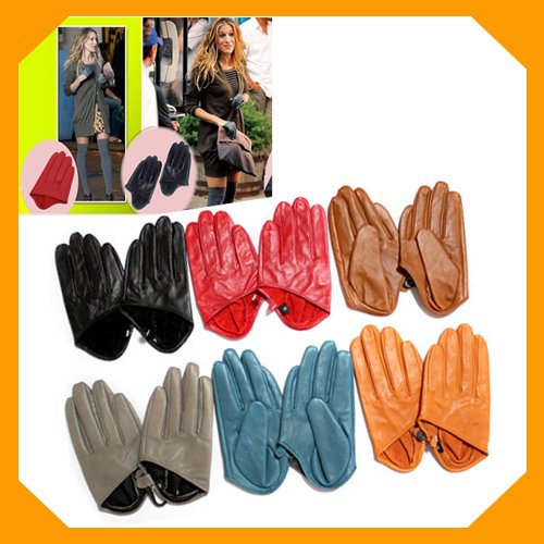 New Freeshipping  2011(city desires) women's half-palm Real leather gloves  12 color