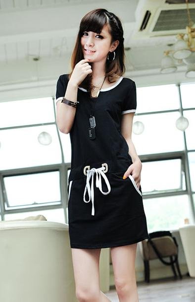 New han edition summer wear short-sleeved pure color sports leisure V dress suits