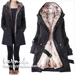 new HOT 2012 WOMEN CLOTHING  plus size women autumn and winter thickening wool cotton-padded jacket outerwear overcoat