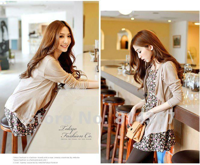 NEW HOT! 2PCS COTTON CARDIGAN+PRINTED HALTER TOP WF-0002