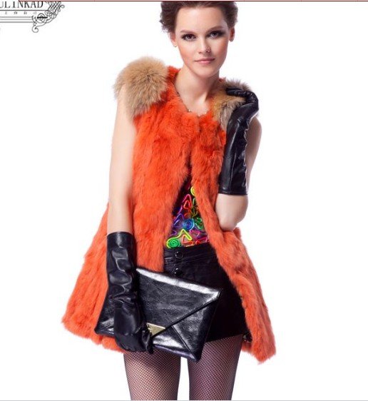 NEW hot fashion 7 Colors New Real Rabbit Fur Vest Fashion Winter Long Gilet Women