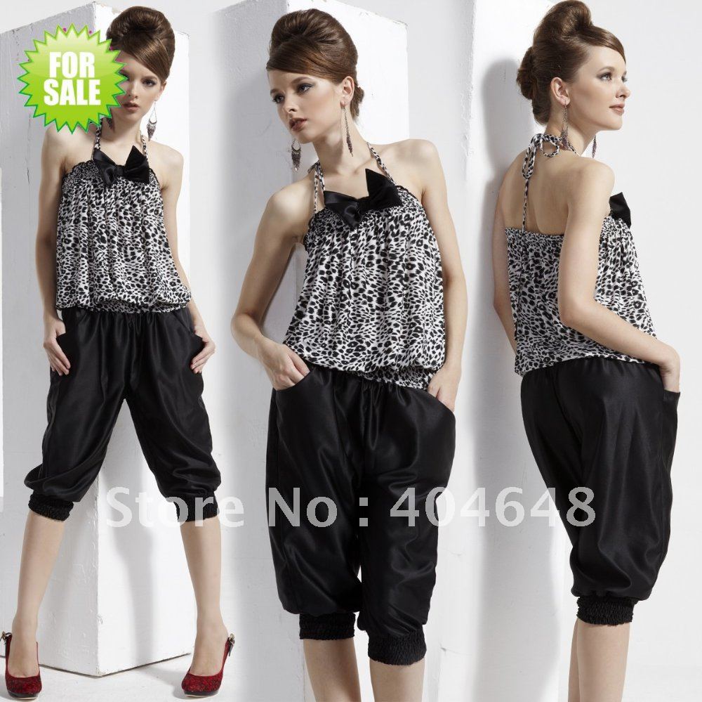 New hot sand pants stretch silk satin with black thickened Mickey Jumpsuit pants Japanese pop 21965