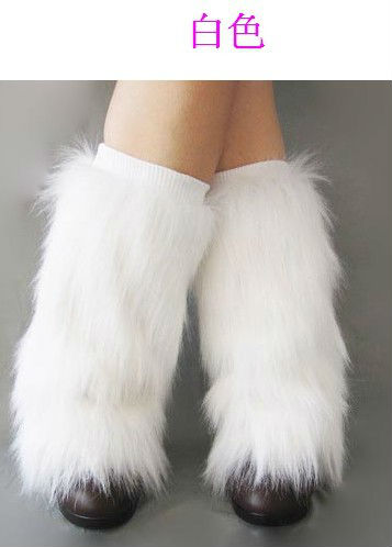 new Hot super-warm Leather grass / short paragraph long section of wool socks / leg warmer rabbit fur boot covers