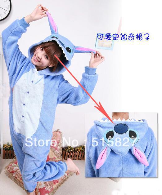 New Japan Anime Stitch Costume KIGURUMI Pajamas Sleepcoat Cosplay Light Blue