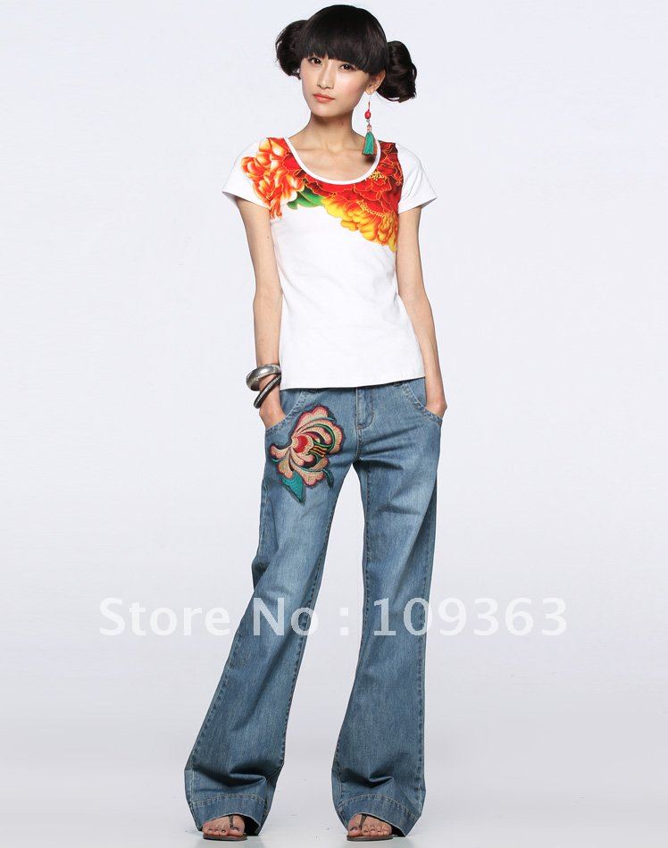 New Jeans Original Design Ladies' Jeans ,Plus size Embroidery Women's Pantalettes Loose Jeans Pants.Free shipping QQ1568