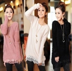 new knit wool women baggy cardigan mohair pile top sweater jacket coat