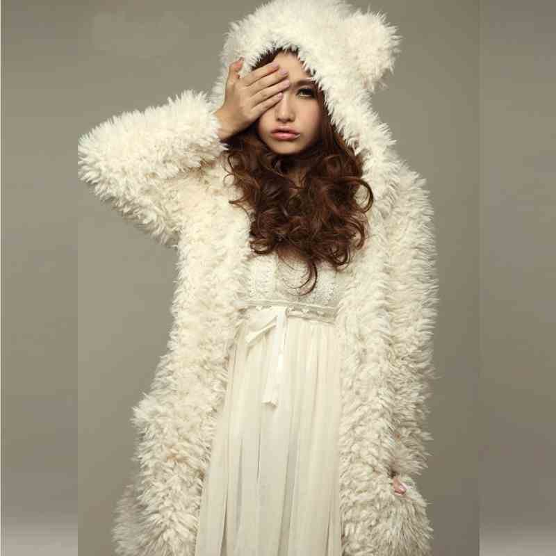 New Korea Style Bear Ears Lamb Fluffy Wool Winter Furry Winter Coats