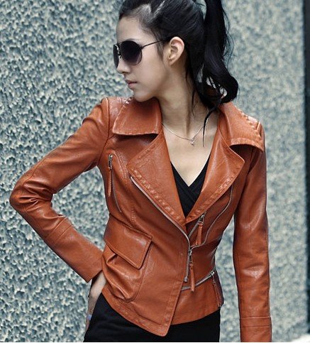 New Korea Style women's leather jacket,women's leather short coat,leather outwear J041, Free Shipping !