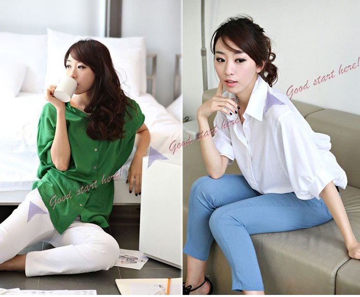 New Korea Women's Ladies Office Casual Shirt Batwing Dolman Blouese&Top 2 Color HR108