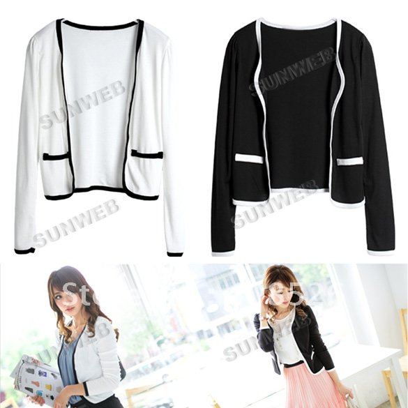 New Korean Women Cotton Long Sleeve Jacket Short Coat 3 colors free shipping 7519