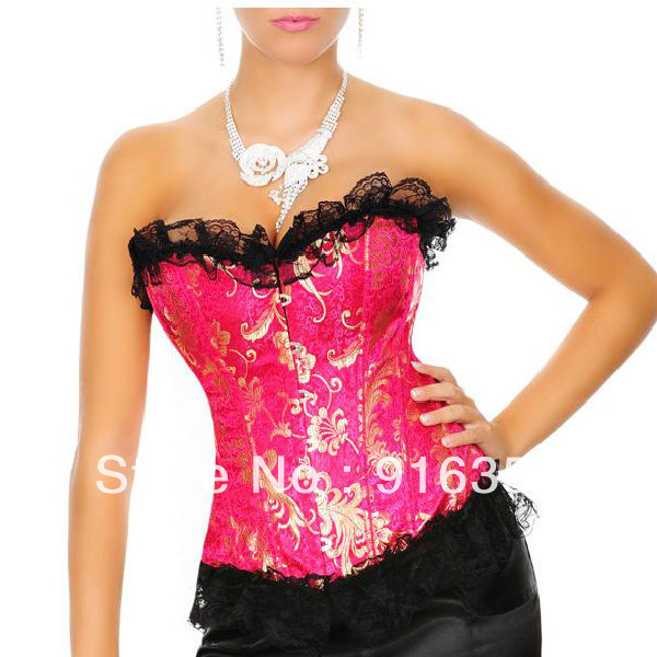 NEW Lace Ribbon Lace up Rose CORSET Bustier TOP Costumes Fantasy Charming S-2XL free shipping