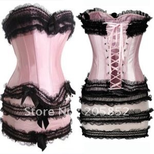 New Lace up Corset Bustier Matching Mini Skirt A069 Size S-2XL