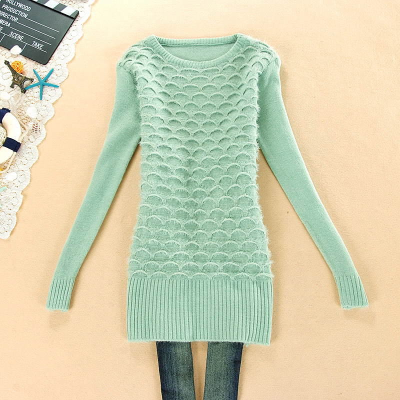 New Ladie's Solid Cony Hair Cotton Knit Long Sweater dress long sleeve pullover for women,8colors free size free shipping