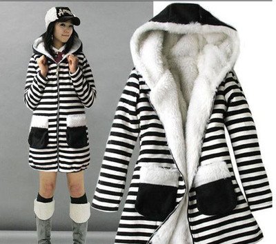 New Ladies Womens Zebra Hoodies Zipper Long Sleeve Fluffy Sweater Coat Jacket