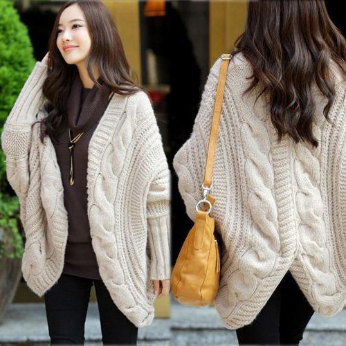 New Lady's 2012 Autumn Batwing Loose Sweater Hemp Flowers Knit Cardigan Fashion Outwear