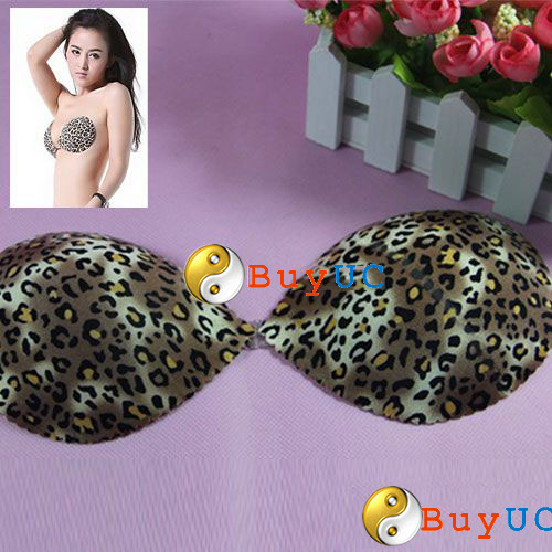 New Leopard Backless Adhesive Bra Strapless Breast Pad Invisible Silicone Bra