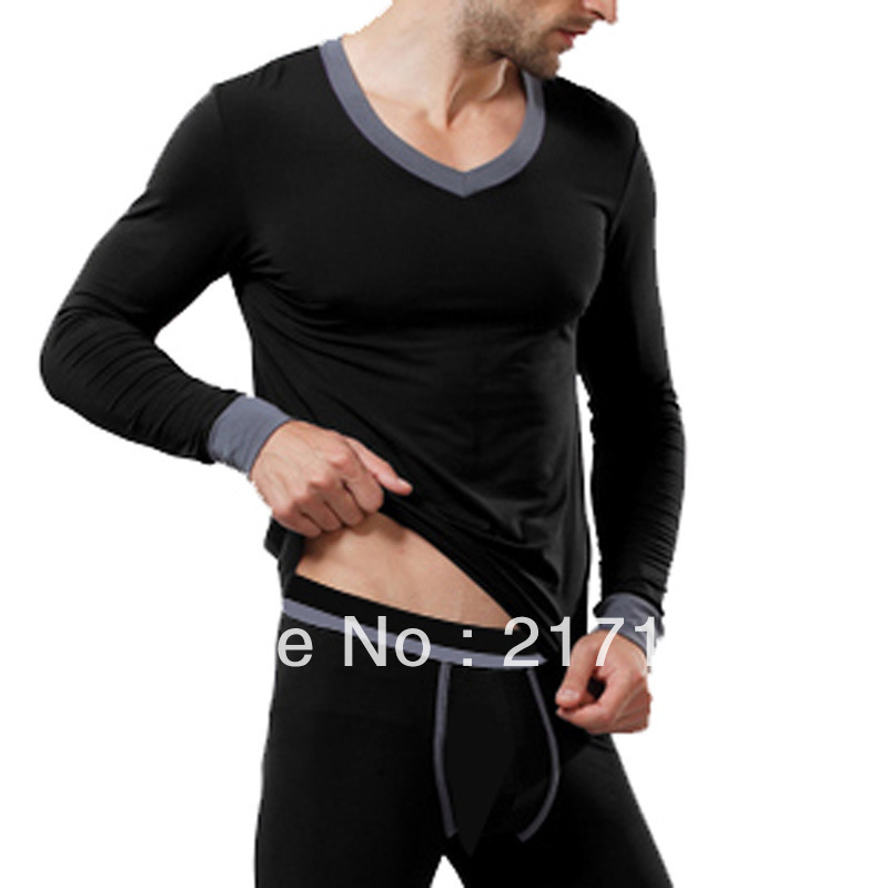 New Men's Sexy Long Johns Autumn Clothes Long Underwear Thermal Underwear Modal VENI MASEE V-neck