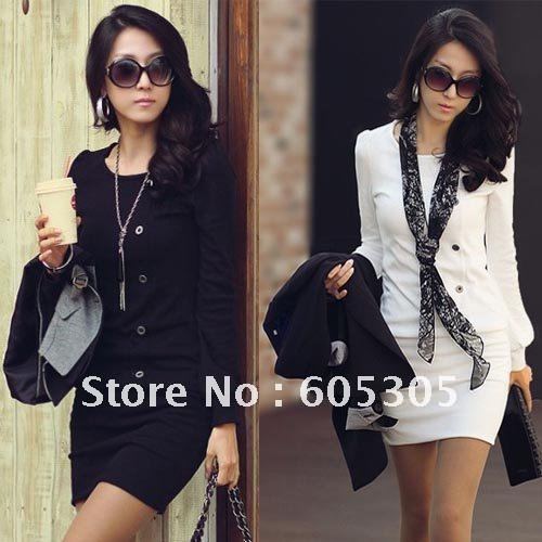 New Nice Korea Women Sexy Round Crew Neck Long Sleeve Casual Mini Dress