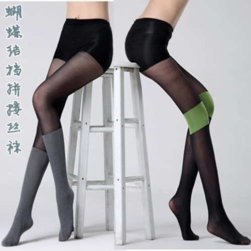 NEW Over-the-knee stocking socks butterfly pantyhose patchwork silk stockings