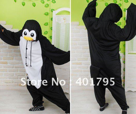 New Penguin Costume KIGURUMI Pajamas Sleepcoat  Cosplay Sleepwear Black