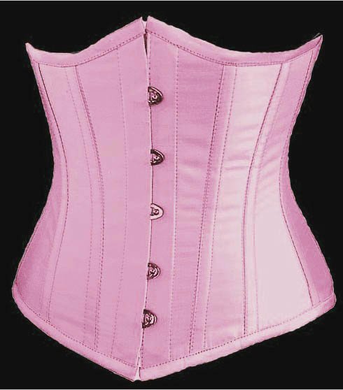 New Pink satin  lace up boned   body shaper  underbust waist  Corset Busiter   +G-string  S-2XL