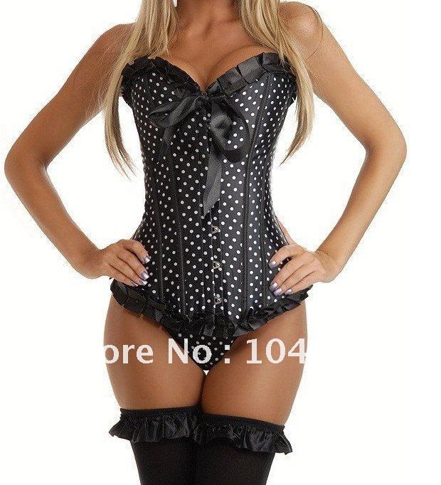 NEW Popular Style Polka Dot Corset lace up corset bustier Basque Lingerie strapless corset Free Shipping