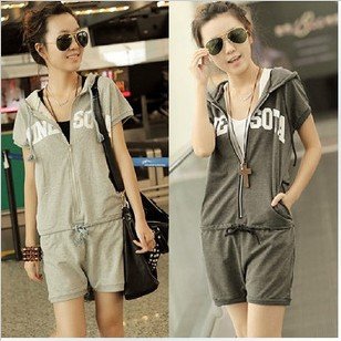 new Promotions!2012 hot summer Fashion trendy casual women Jumpsuits Zip Letters casual jumpsuit Korean shorts