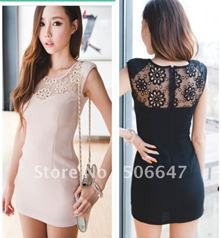 new Promotions!2013 hot summer Fashion trendy women clothes Skirt Dress cool Slim behind the embroidered lace dress 2 Colors