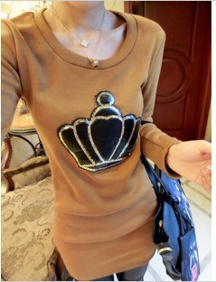 New Q710 Korean women with cashmere leather together sequins pocket dress