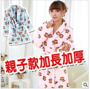 New qiu dong coral flocking robe nightgown bathrobe lovers of men and women lovely thick